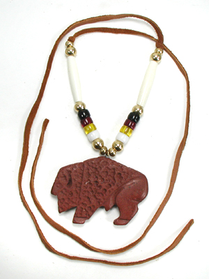 Native American Indian pipestone buffalo necklace