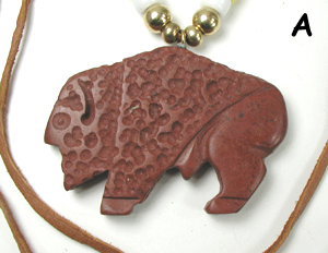 Native American Indian pipestone buffalo pendant