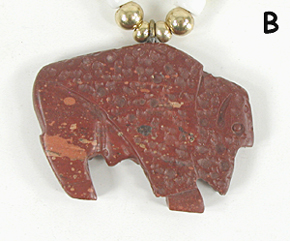 Native American Indian pipestone buffalo pendant