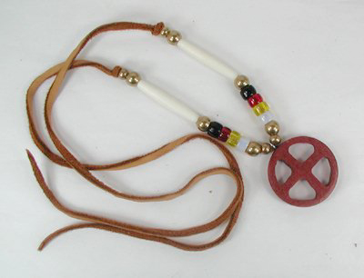Native American pipestone medicine wheel sacred four colors necklace
