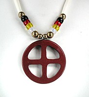 Authentic Native American pipestone medicine wheel with sacred four colors bead necklace by Lakota artist Alan Monroe