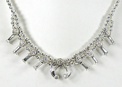 Navajo Sterling  Baby Squash Blossom Necklace 16.5" Signed Larry Curley 