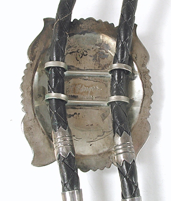 Authentic Native American vintage sterling silver and Turquoise with turquoise Bolo tie by Navajo artist Tommy Singer