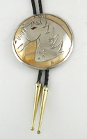 Authentic Native American  German silver horse head Bolo tie by Lakota artisan Mitchell Zephier