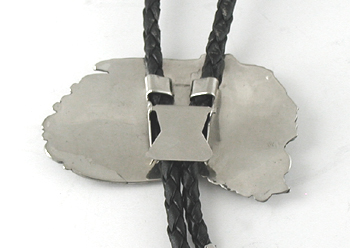Authentic Native American  German silver Inlaid Chief Bolo tie by Lakota artisan Mitchell Zephier