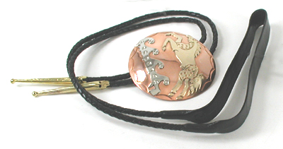Authentic Native American  German silver Horse Bolo tie by Lakota artisan Mitchell Zephier