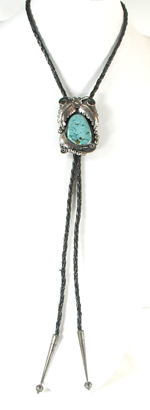 vintage sterling silver turquoise bolo tie