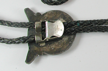 authentic Native American vintage sterling silver and stone inlay owl bolo tie by Zuni artisan Theodore and Margaret Edaakie