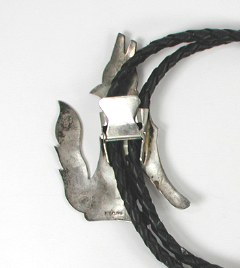 Vintage sterling silver Coyote bolo tie
