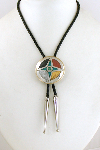Authentic Native American Morning Star Bolo tie by Lakota artisan Mitchell Zephier