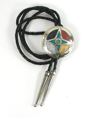 Authentic Native American Morning Star Bolo tie by Lakota artisan Mitchell Zephier