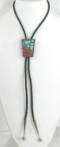 Authentic Native American Morning Star Bolo tie by Zuni artisan Wayne Cheama