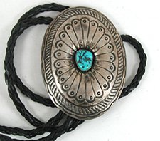vintage stamped sterling silver and turquoise bolo tie