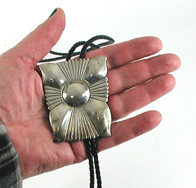 Vintage NOS sterling silver cross motif bolo tie.