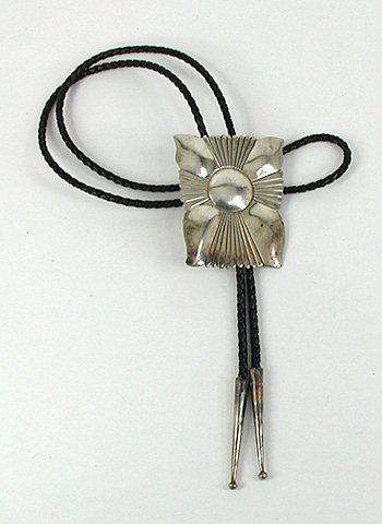 Vintage NOS sterling silver cross motif bolo tie.