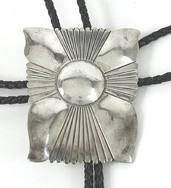 Vintage NOS sterling silver cross motif bolo tie.