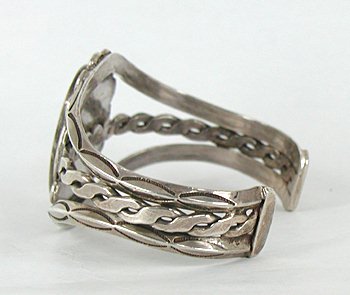 Authentic Vintage 1930s Native American Sterling Silver Navajo 3-Wire Bracelet