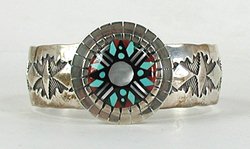 Authentic Vintage NOS Native American Sterling Silver Inlay bracelet by Navajo Douglas Etsitty