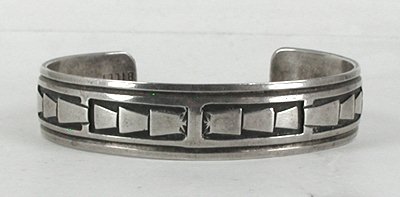 Authentic Native American vintage Sterling Silver Overlay Bracelet by Navajo Tom Billy