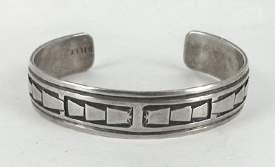 Authentic Native American vintage Sterling Silver Overlay Bracelet by Navajo Tom Billy