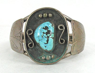 Vintage Sterling Silver and Turquoise  Bracelet size 6 1/4