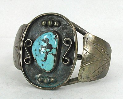 Vintage Sterling Silver and Turquoise  Bracelet size 6 1/4
