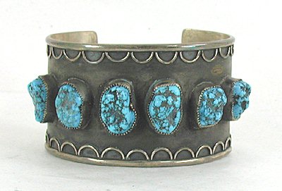 Vintage Sterling Silver and KingmanTurquoise Bracelet size 6 3/4