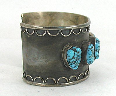 Vintage Sterling Silver and KingmanTurquoise Bracelet size 6 3/4