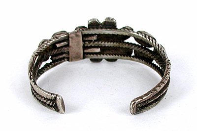 Vintage 1940s Sterling Silver 15-Stone-Turquoise Bracelet 6 1/2 inch