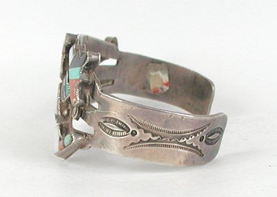 Vintage Sterling Silver Inlay Rainbow Man Bracelet 6 7/8 inch