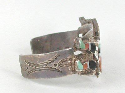 Vintage Sterling Silver Inlay Rainbow Man Bracelet 6 7/8 inch