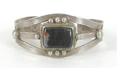 Vintage 1930s Sterling Silver Petrified Wood Bracelet 6 1/2 inch
