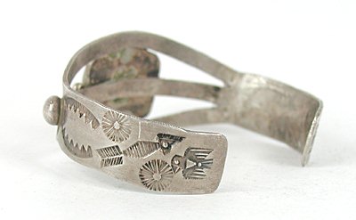 Vintage 1930s Sterling Silver Petrified Wood Bracelet 6 1/2 inch