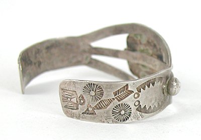 Vintage 1930s Sterling Silver Petrified Wood Bracelet 6 1/2 inch
