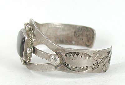 Vintage 1930s Sterling Silver Petrified Wood Bracelet 6 1/2 inch
