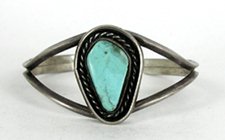 Vintage Sterling Silver Sandcast Turquoise bracelet