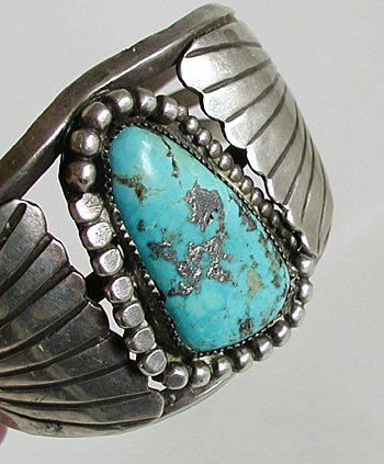 Vintage Sterling Silver and Turquoise Bracelet 7 inch