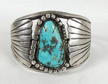 Vintage Sterling Silver and Turquoise Bracelet 7 inch
