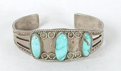 Vintage Sterling Silver and Turquoise Bracelet 6 1/2  inch