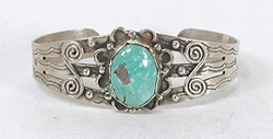 Vintage Fred Harvey era Sterling Silver Turquoise Pretty Girl Bracelet 6 1/4  inch
