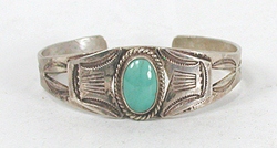 Vintage Fred Harvey era Sterling Silver Turquoise Pretty Girl Bracelet 6  inch