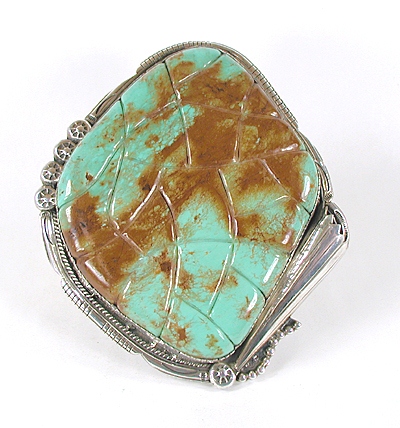 sterling silver and giant turquoise bracelet 7 1/2 inch