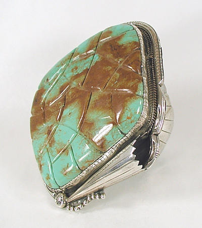 sterling silver and giant turquoise bracelet 7 1/2 inch