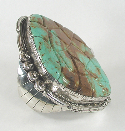 sterling silver and giant turquoise bracelet 7 1/2 inch