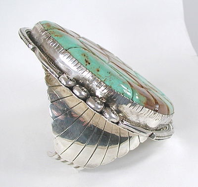 sterling silver and giant turquoise bracelet 7 1/2 inch