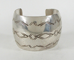 vintage Navajo Sterling Silver Wide Cuff bracelet 6 5/8 inch by Rama Candalaria