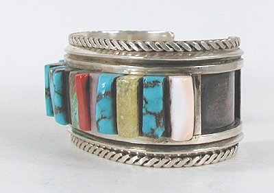 vintage Navajo Inlay Bracelet 6 5/8 inch by ES Begay