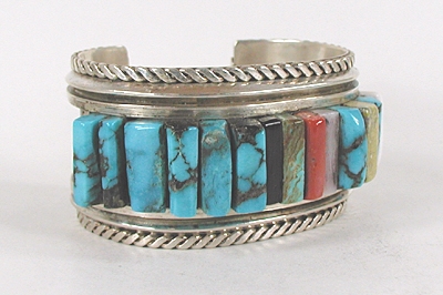vintage Navajo Inlay Bracelet 6 5/8 inch by ES Begay