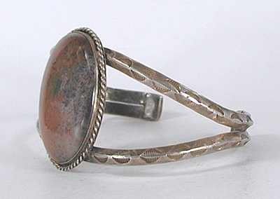 Vintage Sterling Silver Petrified Wood Bracelet 6 3/4 inch