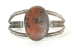 Vintage Sterling Silver Petrified Wood Bracelet 6 3/4 inch